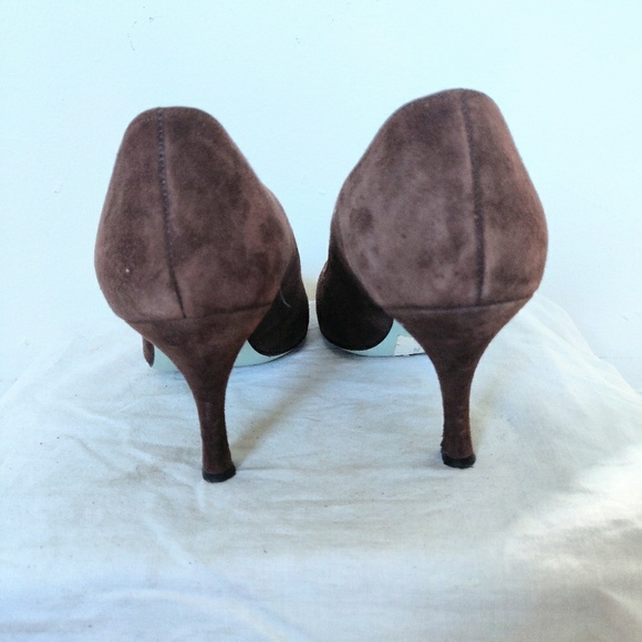Brown Suede Cynthia Rowley Peep Toe Shoes 8.5 - Picture 3 of 7